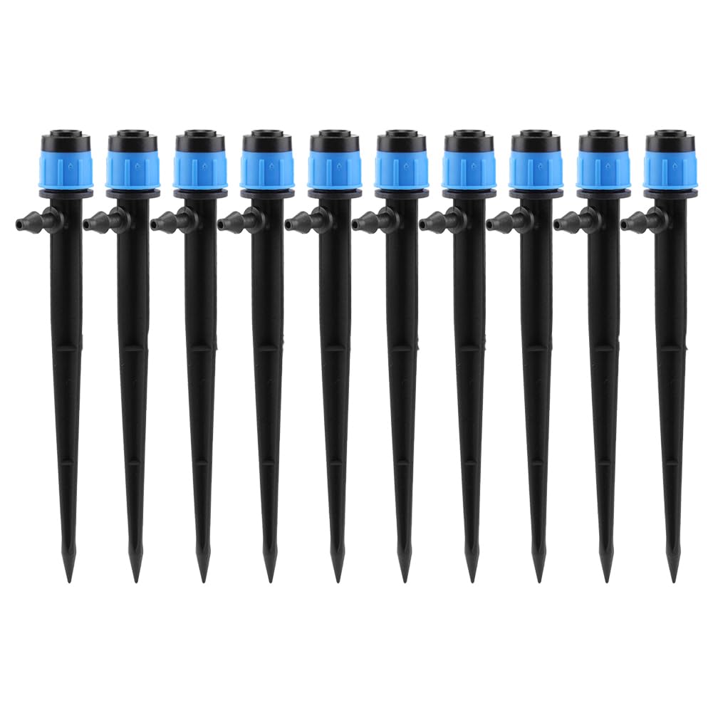 10 Pezzi a 360 Gradi Sprinkler di irrigazione Regolabile, gocciolamento a Flusso Regolabile con, irrigatore di droppers per Tubi da 4/7 mm, gocciolamento per irrigazione da giardin