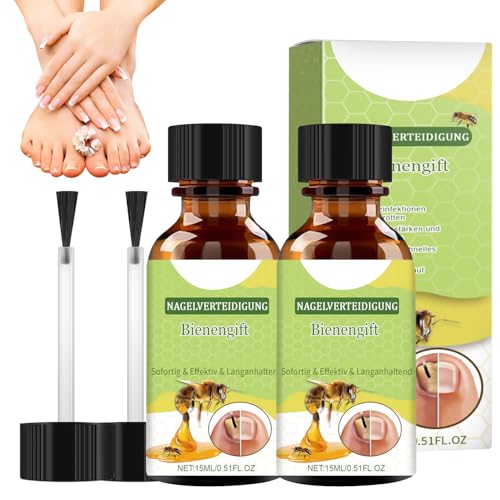 Nail Defense Bee Venom Treatment Serum, Nail Growth and Repair Serum, Foot Care Soothing Serum for Athletes Foot, Thick Toe Care, Nail Strengthener Cuticle Serum(15ml/2pcs)