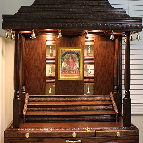 Image of ADA Handicraft Aluminum Plated Wood Photo Frame (35 x 26 x 1 cm, Multicolour) - Handmade Hindu God & Goddess Wall Frame for Pooja Room & Home Decor