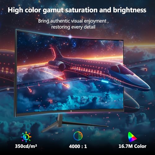 Z-Edge 27 Zoll Curved Gaming Monitor 280Hz (DP) 240Hz (HDMI) 1ms MPRT Full HD LED Monitor, 350cd/m² Helligkeit, 16:9 Curved Bildschirm, FreeSync, HDMI 2.0 & DisplayPort 1.2 - Schwarz – Bild 5