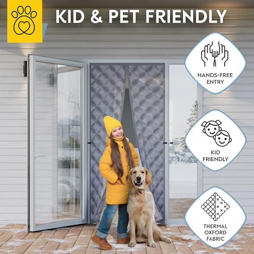 Image of AUGO Thermal Door Curtain - Thermal Door Cover for Winter - Magnetic Thermal Insulated Door Curtain for Winter - Winter Door Insulation - Keeps Warm Air in & Cold Air Out - Home Winterizing Products