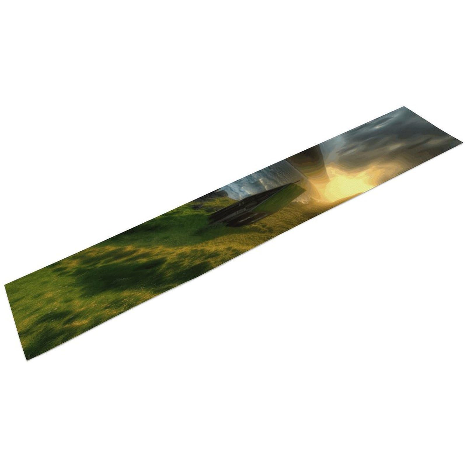 Btcowzrv Style Iceland Hut Grass Coast Sea Sun Rays Linen Table Runner 72.4 Inches Long, Machine Washable Table Runner For Party Kitchen Dining Table Coffee Holiday Party Decor, 13.4"X72.4"