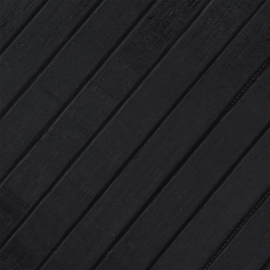 Alfombra de bambú rectangular negra 70 x 200 cm, base antideslizante, alfombra de bambú natural, para salón, dormitorio, pasillo, cocina, baño, balcón, terraza, fácil de limpiar