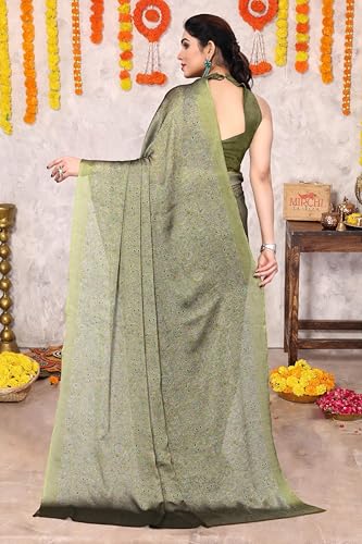 Image of MIRCHI FASHION Saree for Woman Chiffon Georgette Floral Printed | Breathable Lightweight Sari for Office Use and Farewell Ceremonies with Blouse Piece