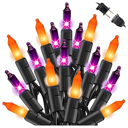 FUNPENY Halloween Mini Clear String Lights, 110V UL Certified Fairy Lights for Indoor Outdoor Christmas Tree Xmas Party Holiday Home Decorations (1 x 150 Count, Purple and Orange)