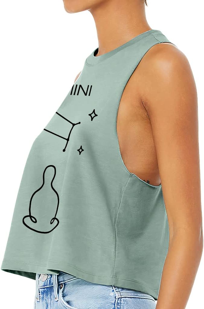 Gemini Design Racerback Cropped Tank - Constellation Women's Tank - Unique Tank Top