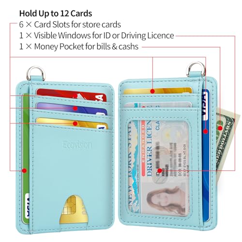 Image of Slim Minimalist Front Pocket Wallet, RFID Blocking Credit Card Holder Wallet with Detachable D-Shackle for Men Women