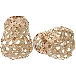 Lamparas Mimbre Conforama Holibanna 2 Uds Pantalla De Ratán Mini Pantalla De Lámpara De Mimbre Pequeñas Pantallas De Lámpara Boho Cubierta De Luz Colgante Protector De Bombilla Jaula De Lámpara Soporte De Lámpara