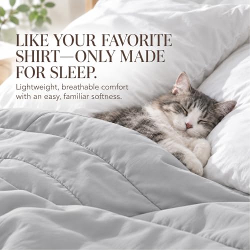 Percale Comforter, Breathable Blanket for Bed, Twin 60" x 80", Silver Gray - image 2