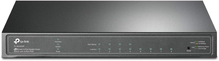 TP-Link JetStream 8-Port Gigabit Smart Switch with 4-Port PoE+(TL-SG2008P)