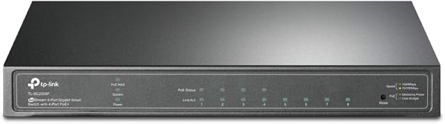 TP-Link TL-SG2008P | Jetstream 8 Port Gigabit Smart Managed PoE Switch | 4 PoE+ Port @62W | Omada SDN Integrated | PoE Recovery | IPv6 | Static Routing | L2/L3/L4 QoS |Limited Lifetime Protection