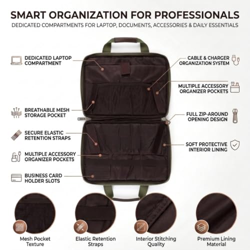 Image of VISMIINTREND Laptop Briefcase Messenger Shoulder Office Hand Bags for Men Women | Fits 13 inch /14 inch /15.6 Inch Laptops, Macbook | Vegan Leather | Corporate Gifts