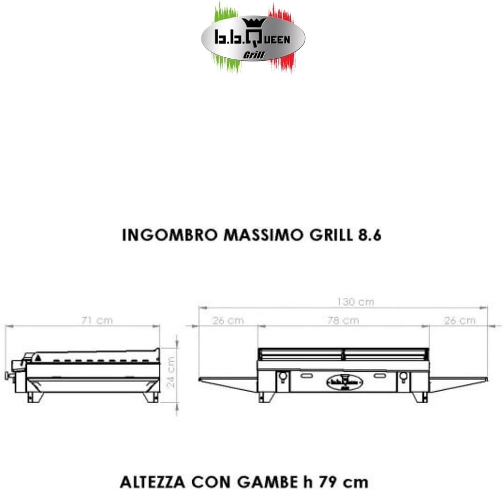BBQueen Grill 8.6 Inox - Barbecue a Gas (Piastre Miste, Full Optional) - 78x70x97 cm BBQueen Grill 8.6 Inox - Barbecue a Gas (Piastre Miste, Full Optional) - 78x70x97 cm