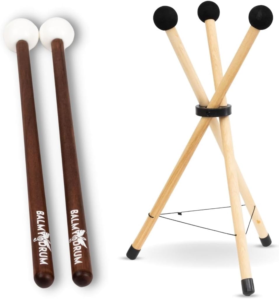 Versatile Steel Tongue Drum Set - Premium Solid Beech Wood Handpan Drum Stand with Wooden Drum Sticks - Complete Percussion Ensemble for Beginners and Professionals