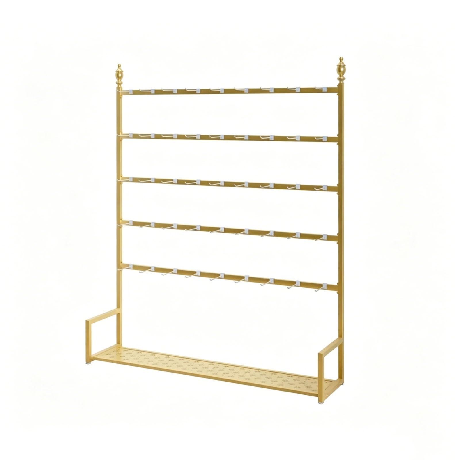 sunbiaouk Floor-standing Socks Storage Organizer, 5-Tiers Metal Storage Rack, Tie Racks, Necklace Organizer for Rings, Bracelets, Sunglasses & Socks(Gold,59in)