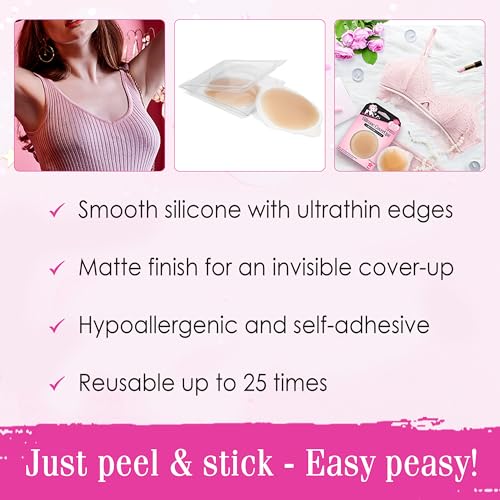 image for Hollywood Fashion Secrets Silicone Nipple Coverups, Hypoallergenic, Re
