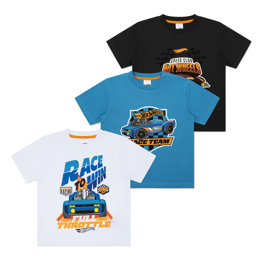 Hot Wheels Confezione da 3 magliette a maniche corte per ragazzi, confezione da 3, abbigliamento ufficiale