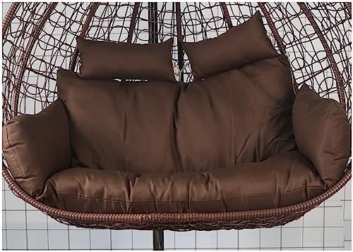 Mobilier de jardin extérieur 2 places double panier suspendu balancelle chaise œuf avec coussin hamac imperméable épais marron
