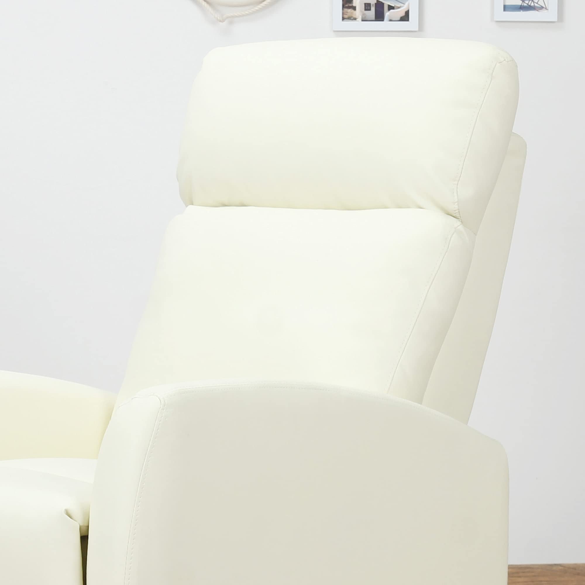 HOMCOM Poltrona Relax Reclinabile 165° con Poggiapiedi Regolabile Ergonomica in pelle PU, 65 × 92 × 100cm Crema