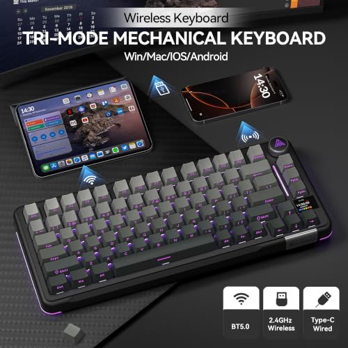 Image of SOLAKAKA A75 PRO Wireless Mechanical Keyboard with Screen and Knob