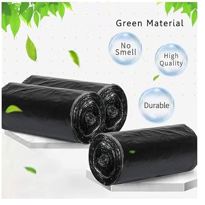 Image of VeraCare Eco-Friendly Garbage Bags | 30Pcs | Medium-19 x 21 Inches | 30 Bags x 1 Rolls | Black | Dustbin /Trash Bags with Detachable Drawstrings | For Dry & Wet waste (1)