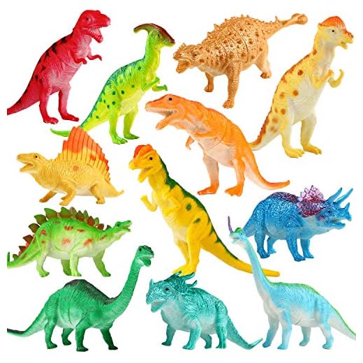 Yeonha Toys Dinosaur Figure, 7 Inch Jumbo Dinosaur Toy Playset(12 Pack), Safe Material Assorted Realistic Dinosaur, Vinyl Plastic Dino Dinosaur Set Party Favors Toys for Kids Boys Toddler Educational