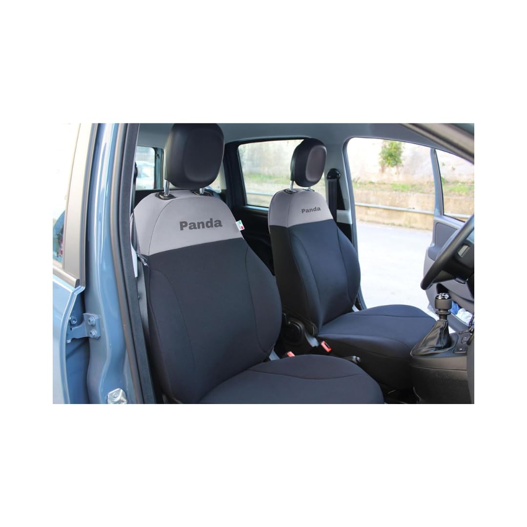 Italfodere - Accesorios de coche - Fundas de asiento de coche a medida para Fiat Panda Serie 3 desde 2012 - Delantero - Algodón - Fácil de instalar - Fabricadas a mano - Fabricadas en Italia