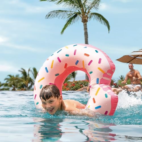 Intex 56265NP - Aufblasbarer Schwimmring Regenbogen-Donut, Vinyl, Mehrfarbig, 94x23 cm