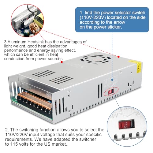 Image of 24V 25A Power Supply 600W AC 110-220V to DC 24V for LED Strip Light | Comes With Built-in Cooling Fan, Low Voltage Transformer, AC /DC Adapter, For Audio /Video Power Supply and Other 24V Devices