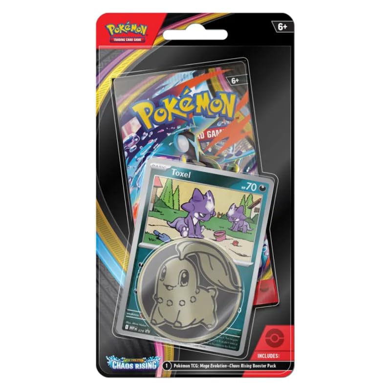 Pokemon Mega Evolution Chaos Rising Checklane Blister Pack (1 Booster Pack, Toxel Promo Card & Coin)