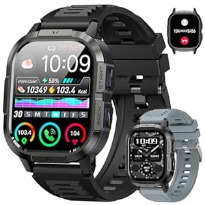 Smart Watch for Men Fitness Tracker: Make/Answer Call Military Smart Watches for Men Digital Mens Watches Running Waterproof Smartwatch Android Phones iPhone Samsung Compatible Heart Rate Monitor