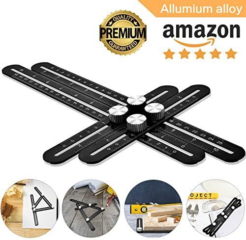 Multi Angle Measuring Ruler,Universal Angleizer Template Tool,Cosmoware Upgraded Aluminum Alloy Measurement Tool For Handymen,Craftsmen,Woodworkers,DIY-ers, Black