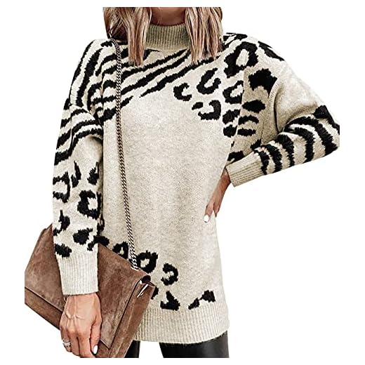 Vestido Jersey Leopardo Punto Mujer Vestir Invierno Sueter Mujer Jerséis Pullover Oversize Gordo Talla Grande Jerseys Modernos Jerseis de Mujer Jumper Dress Suéter Suéteres para Mujer Otoño Caqui XL