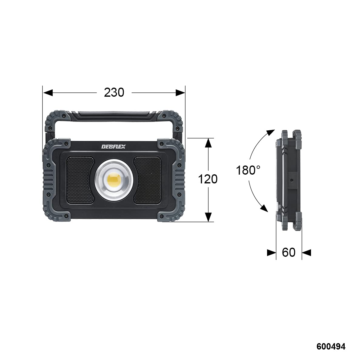 DEBFLEX Lampada Proiettore Senza Fili – Faro LED Cantiere – Faretto Semplice HP 4000 600494