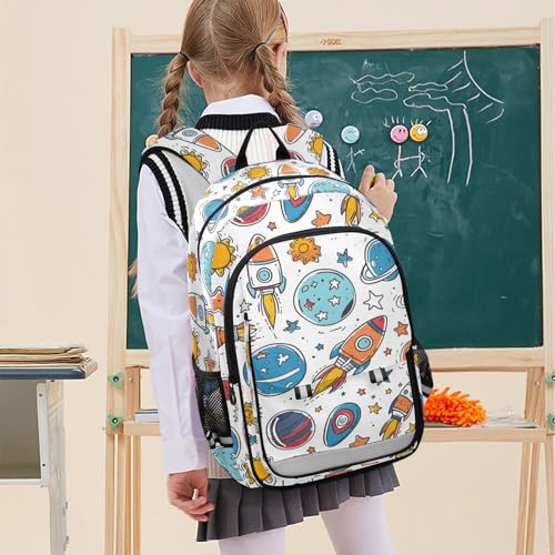 Sac à dos ordinateur portable avec grand compartiment motif espace - 4