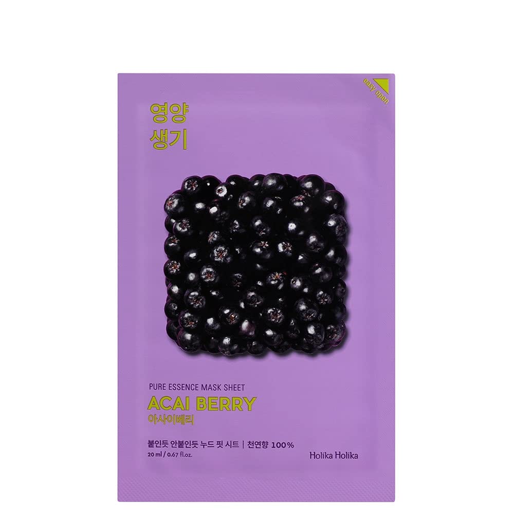 Holika Holika Pure Essence Facial Sheet Mask, Acai Berry, 23 ml, 20010106
