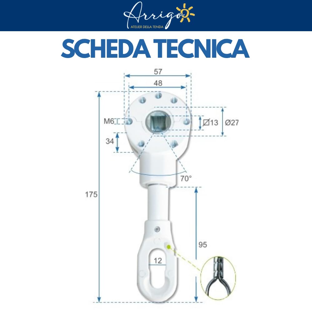 Atelier Arrigo Argano Manuale per Tende da Sole | Modello Universale 3:1 e 7:1 | Movimento Manuale | Lega di Zinco Speciale | Vari Colori | Ideale per Tende a Caduta (Coppia 3:1, Bianco RAL 9010)