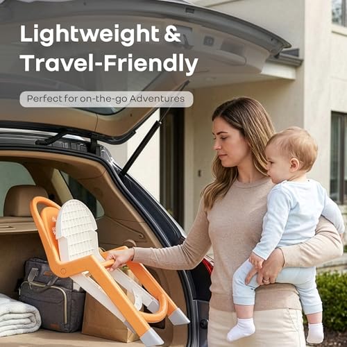 Image of R for Rabbit Jelly Bean Zippy Kids Folding Chair for 1-8 Years | Ergonomic Back Support | Lightweight & Portable | Stable Triangular Design | Indoor Outdoor Study Play Chair, Upto 40 kg (Orange White)