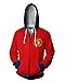 Men's Baywatch Lifeguard Cosplay Hoodie Jacket Coat Hooded Pullovers Halloween Costume (Red, L)