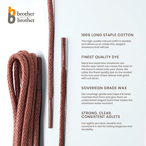 Bb Brother Brother Dress Shoe Laces Brown Shoelaces Round Waxed Cotton Oxford (3 Pairs) Thin Shoes Men 32 #TOP1