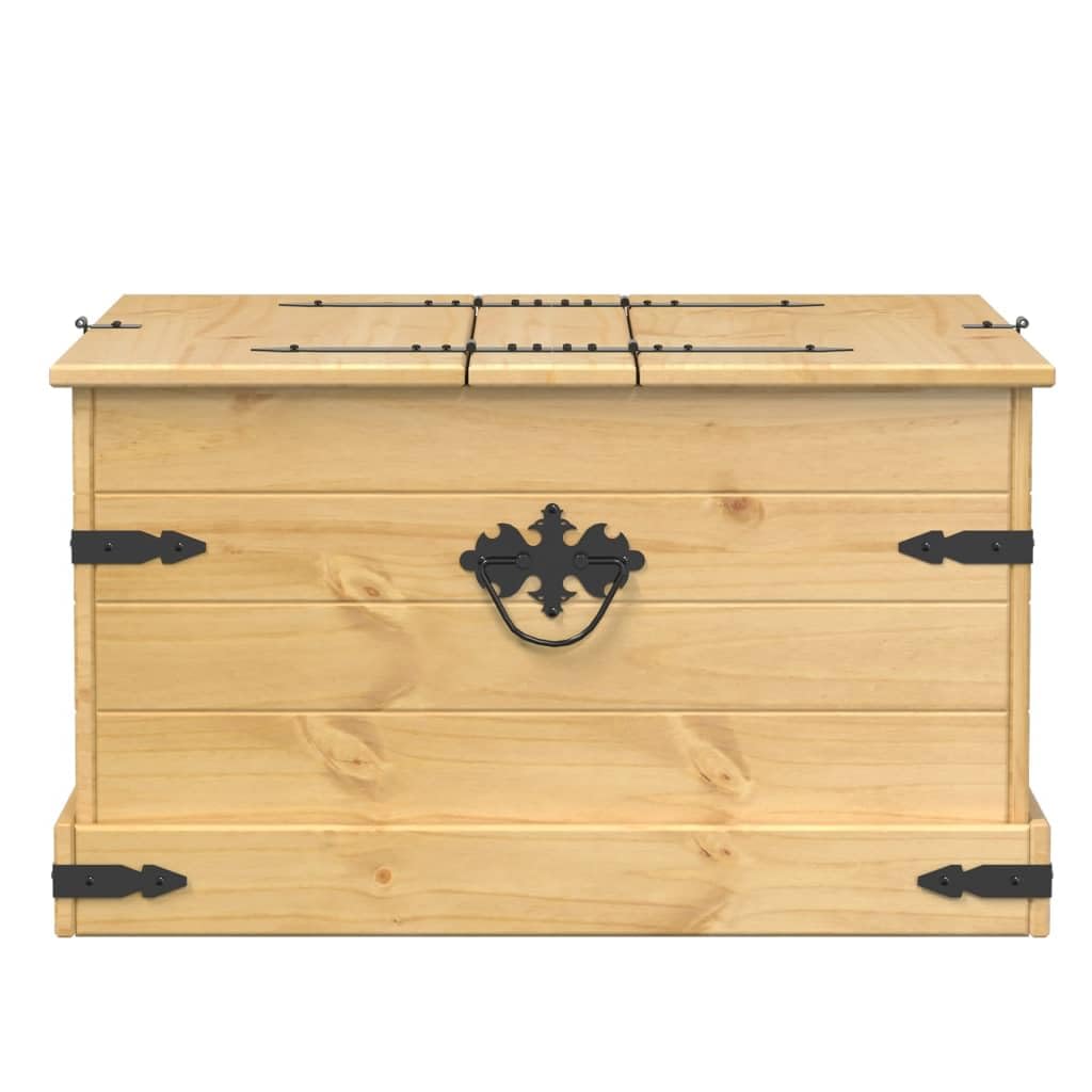 Baúl Corona 78 x 78 x 45 cm - Baúl de madera de pino macizo con acabado en cera de miel - Mesa de centro rústica con espacio de almacenamiento y muelle de gas - Caja de almacenamiento