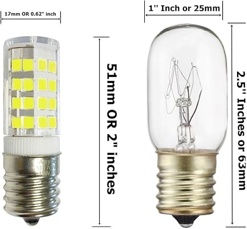 Miniatura 2 de Anyray (2 bombillas LED 4W E17 de repuesto para microondas Kenmore de 40 W 790.80342310 bombilla de superficie KG33510221 CW