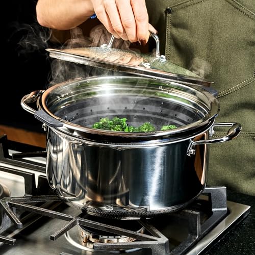 image for HexClad 2-Piece Steamer Basket Set for Steaming and Draining, Fits Hex
