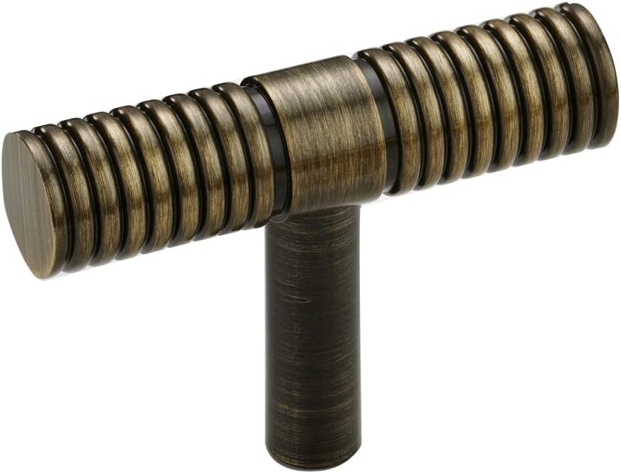 Pushka Home LTD Beehive T Bar Pull Knob for Cabinets and Cupboards in Kitchen, Bedrooms and Wardrobes (Antique Gold)