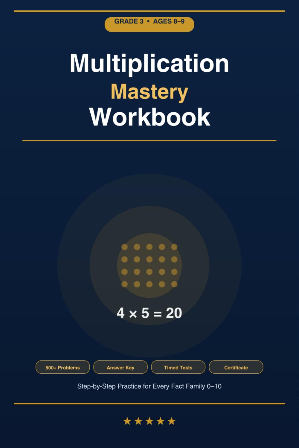 Multiplication Mastery Workbook: Grade 3: 500+ Practice Problems, Timed Tests, Word Problems and Visual Arrays A Step-by-Step Math Program for Ages 8–9 with Answer Key Included