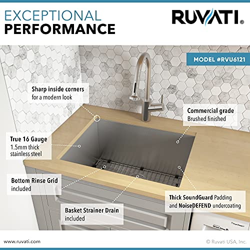 Ruvati 21" X 18" X 12" Deep Laundry Utility Sink Undermount 16 Gauge Stainless Steel - Rvu6121 #TOP3