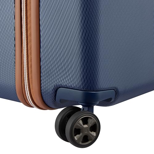 Image of DELSEY PARIS Chatelet Air 2.0 Checked Luggage Trunk 26 Inch, Hardside Polycarbonate Suitcase, Dual-Density Spinner Wheels, TSA Lock, Navy Blue