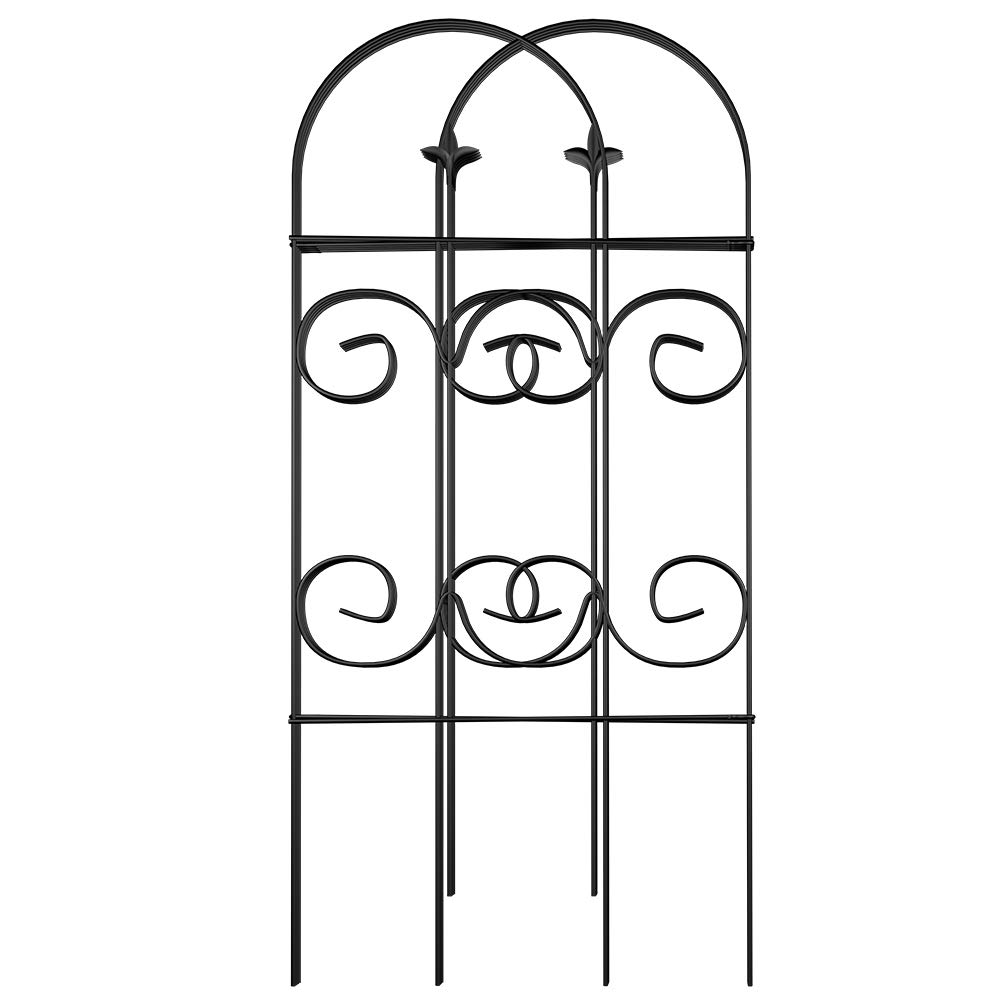 Amagabeli 8 Panels Decorative Garden Fence 10ft (L) x 32in(H) Garden Fencing Animal Barrier for Dog Rustproof Black Iron Border Fence Edging Metal Wire Fencing for Outdoor Patio Vinyl Flower ET046