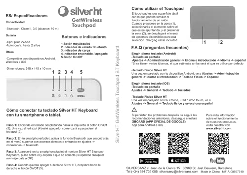Clavier Bluetooth QWERTY SilverHT gris clavier à membrane sans fil avec touchpad - 6