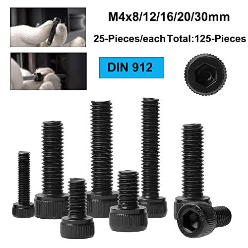 FandWay M4 Hex Bolts, Hex Socket Cap Head Machine Screws, DIN912 Allen Screws - Image 2